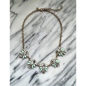 J. Crew crystal and mint green rhinestone statement necklace